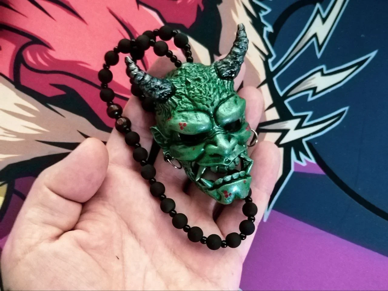 Японская маска демона Oni Ханья Hannya Tengu