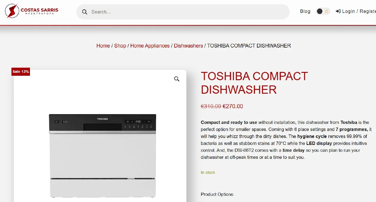 Мини посудомойка Toshiba Compact Dishwasher