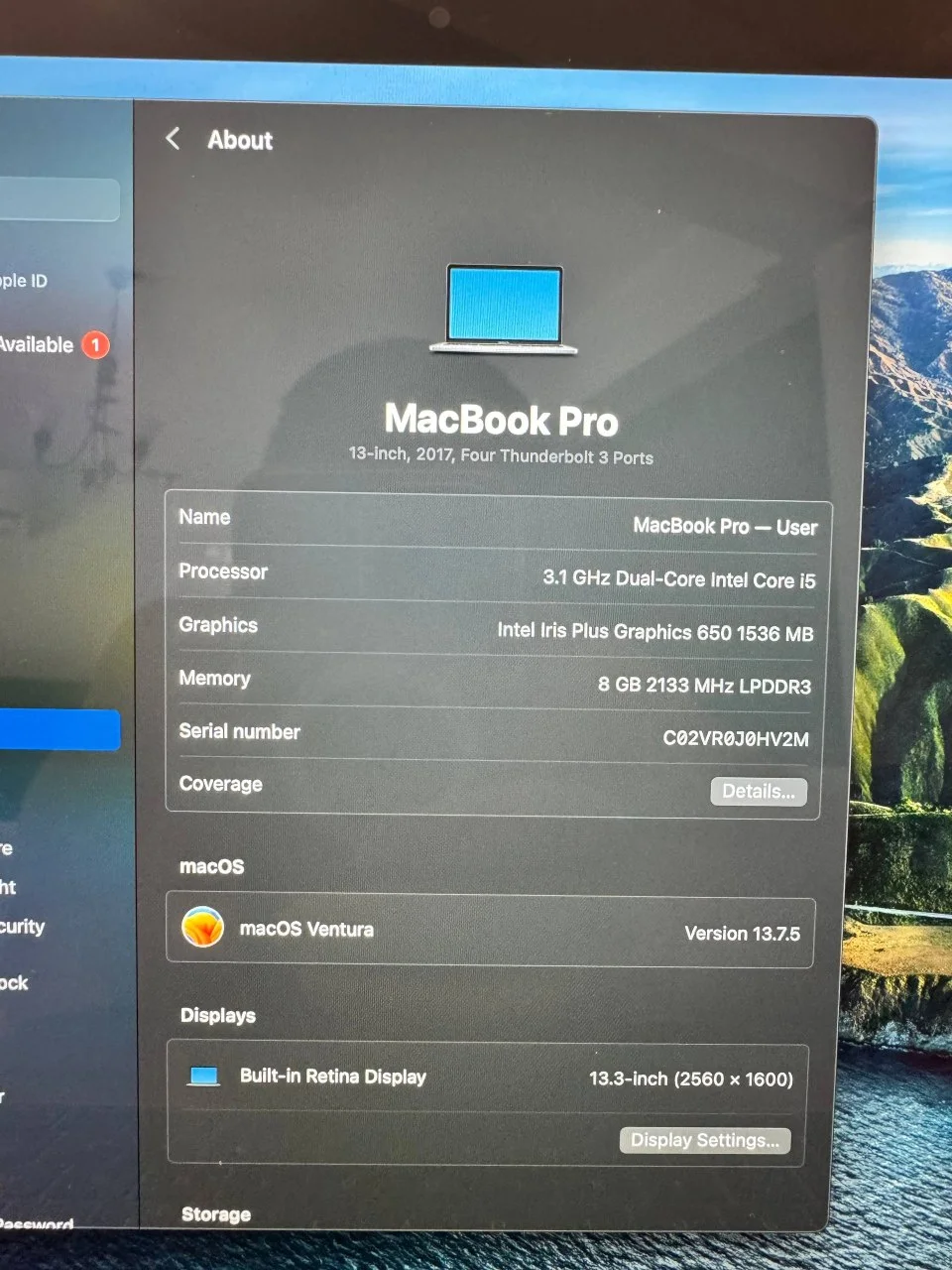 MacBook Pro 13 touchbar 2017