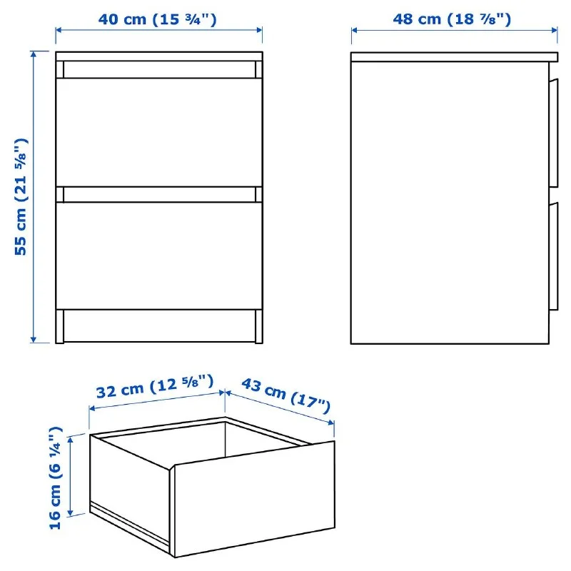 Прикроватные тумбочки IKEA MALM