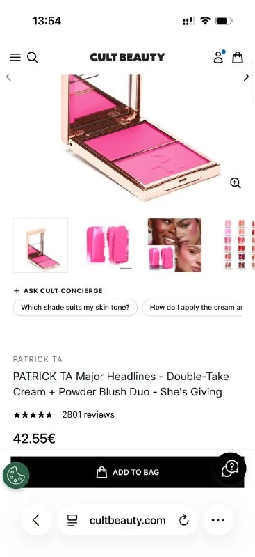 Румяна Patrick Ta Double-Take Crème & Powder Blush в оттенке She’s Giving
